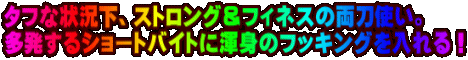 �^�t�ȏ󋵉��A�X�g�����O���t�B�l�X�̗����g���B ��������V���[�g�o�C�g�ɟӐg�̃t�b�L���O������I